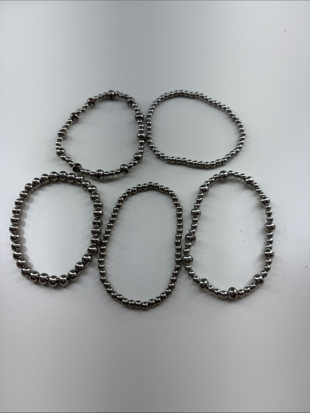 WATERPROOF Silver Beaded Stretch Bracelet - Women's Jewelry
